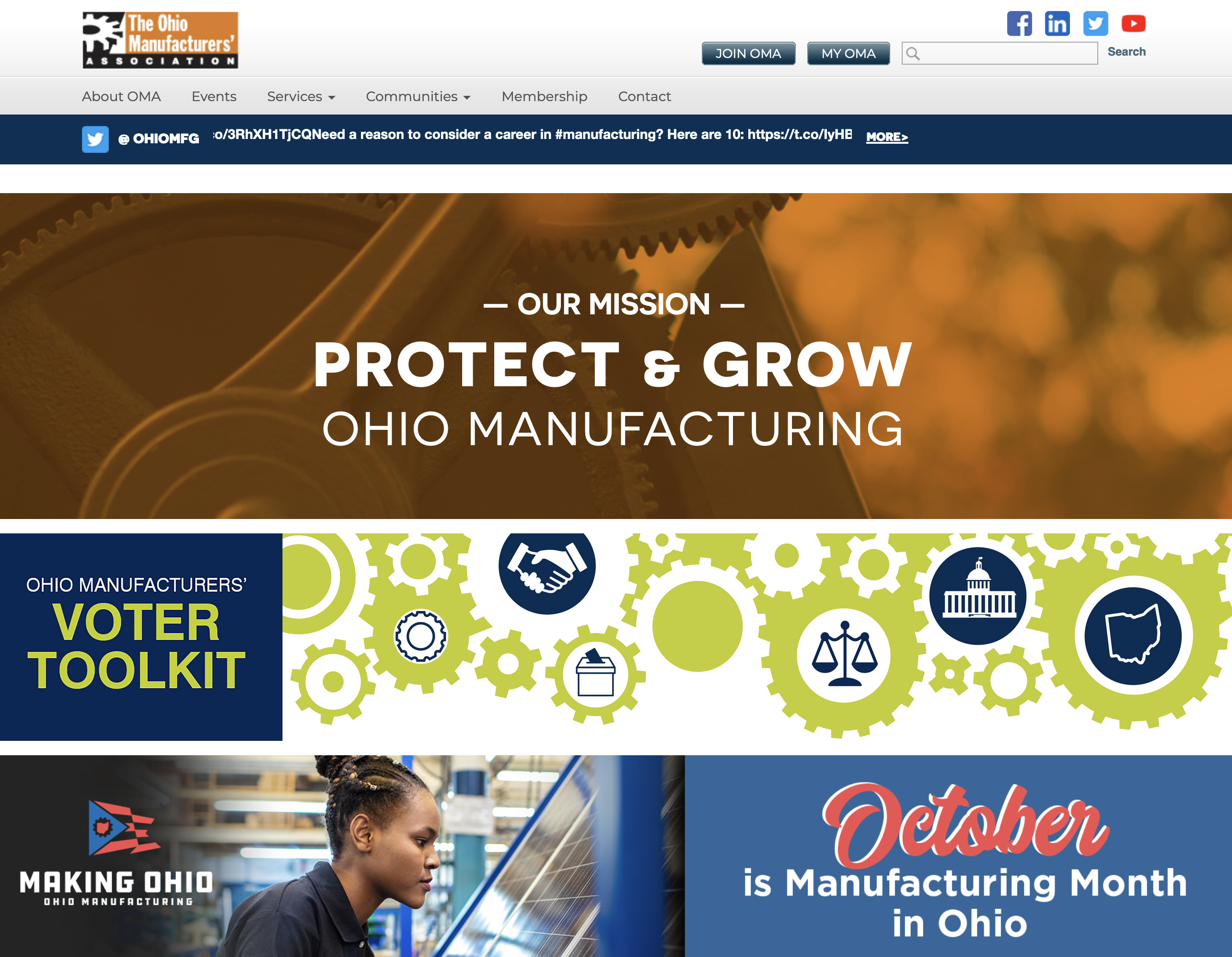 Screenshot of Ohio Manufacturing Association website