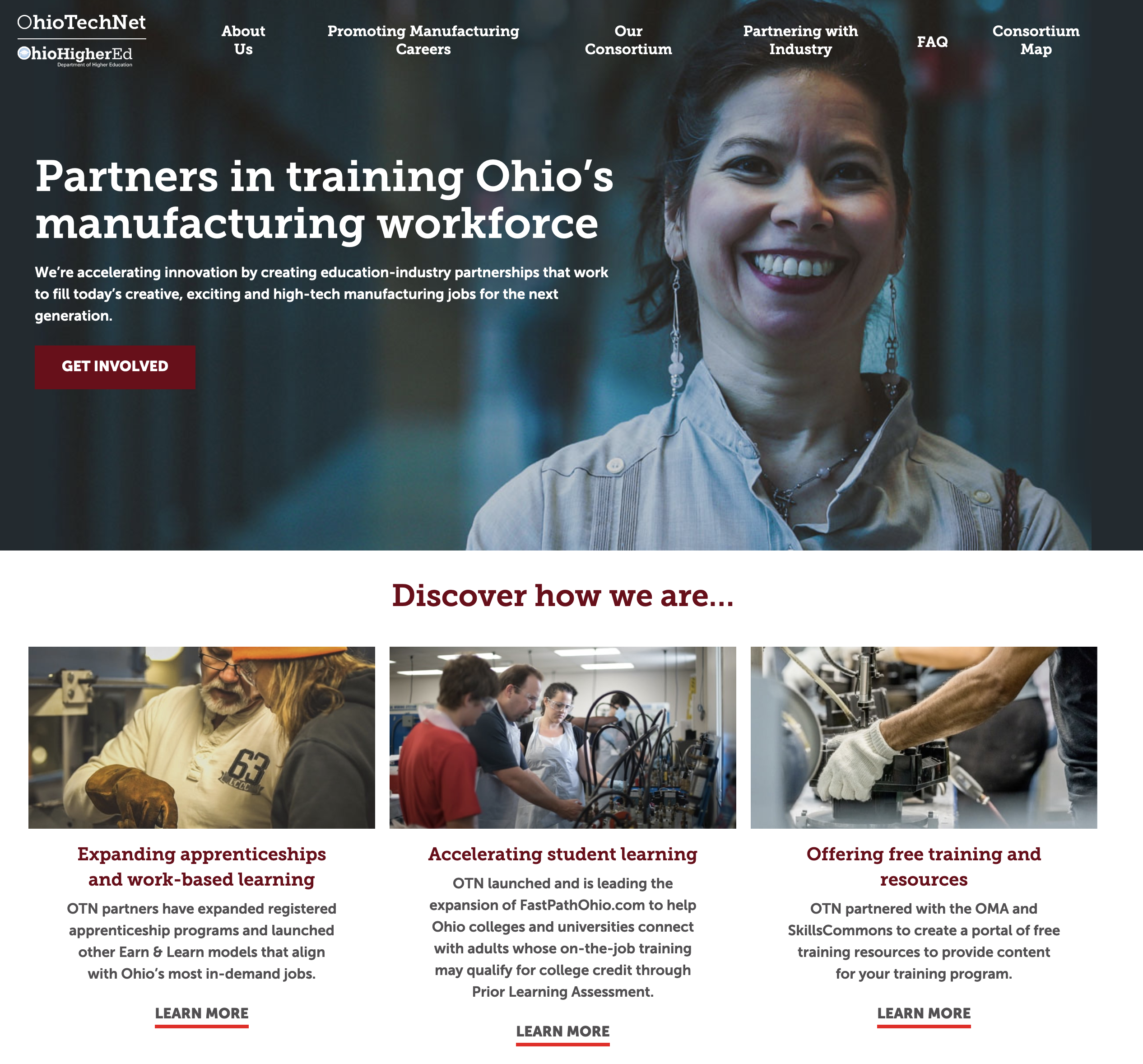 Screenshot of Ohio Tech Network Website