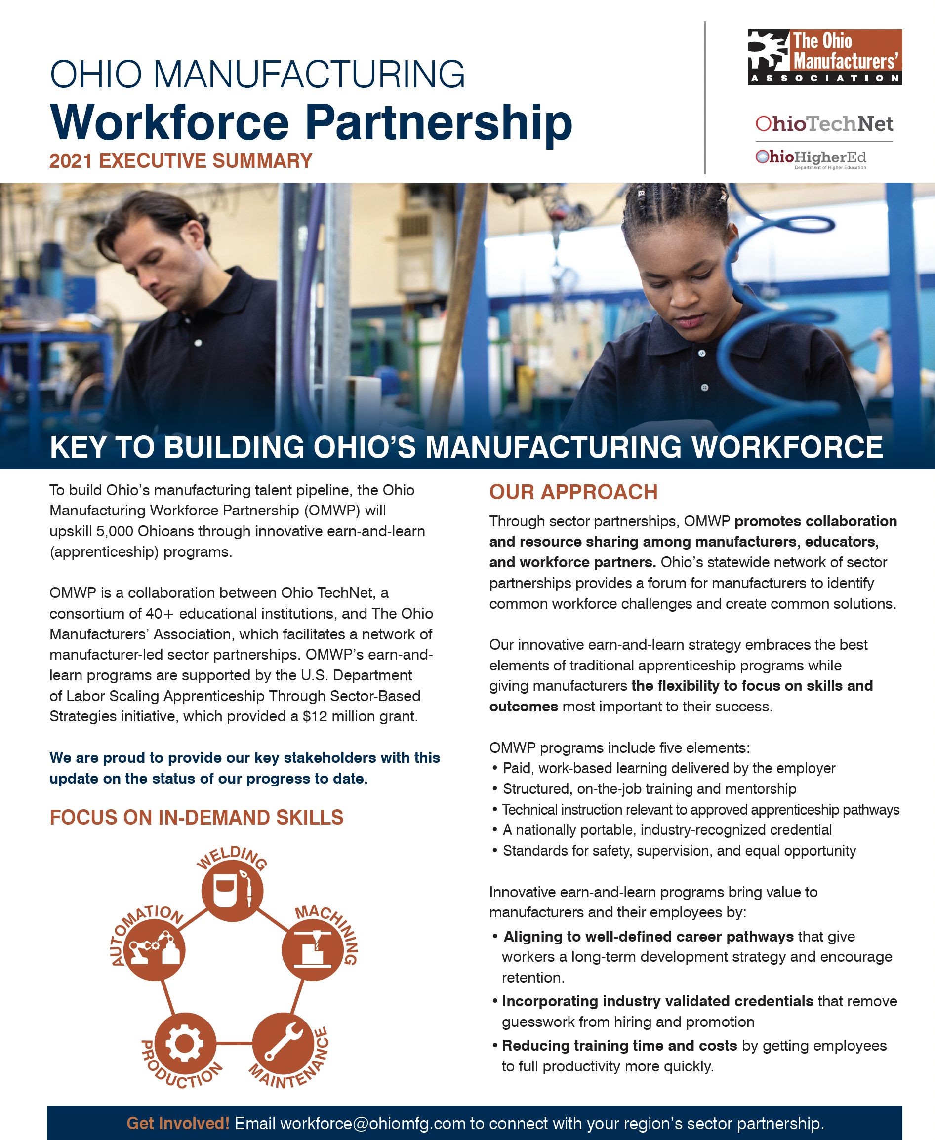 Screenshot of PDF about Ohio Manufacturing Workforce Partnership.